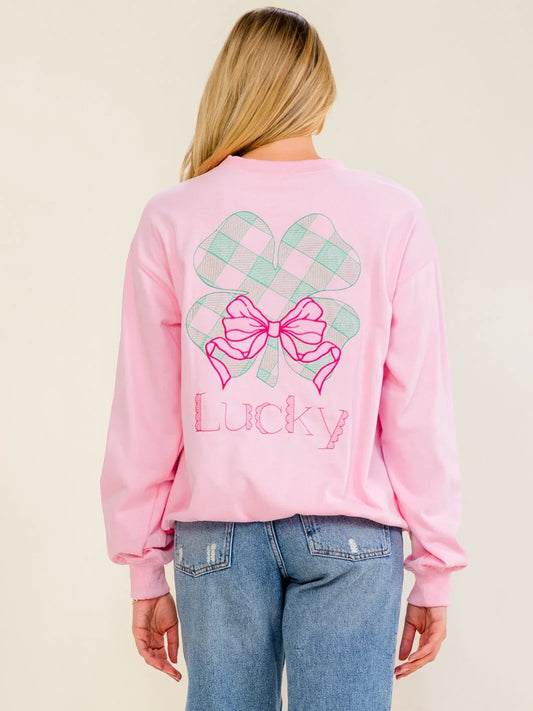 Lucky Lady Long Sleeve Graphic Pullover-Cute-Trendy-Shop-Womens-Boutique-Clothing-Store