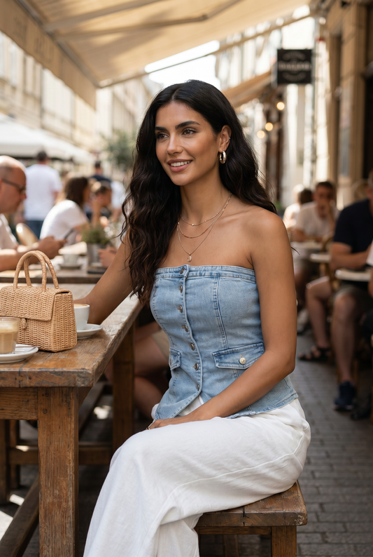 Oh La La Strapless Denim Top-Cute-Trendy-Shop-Womens-Boutique-Clothing-Store