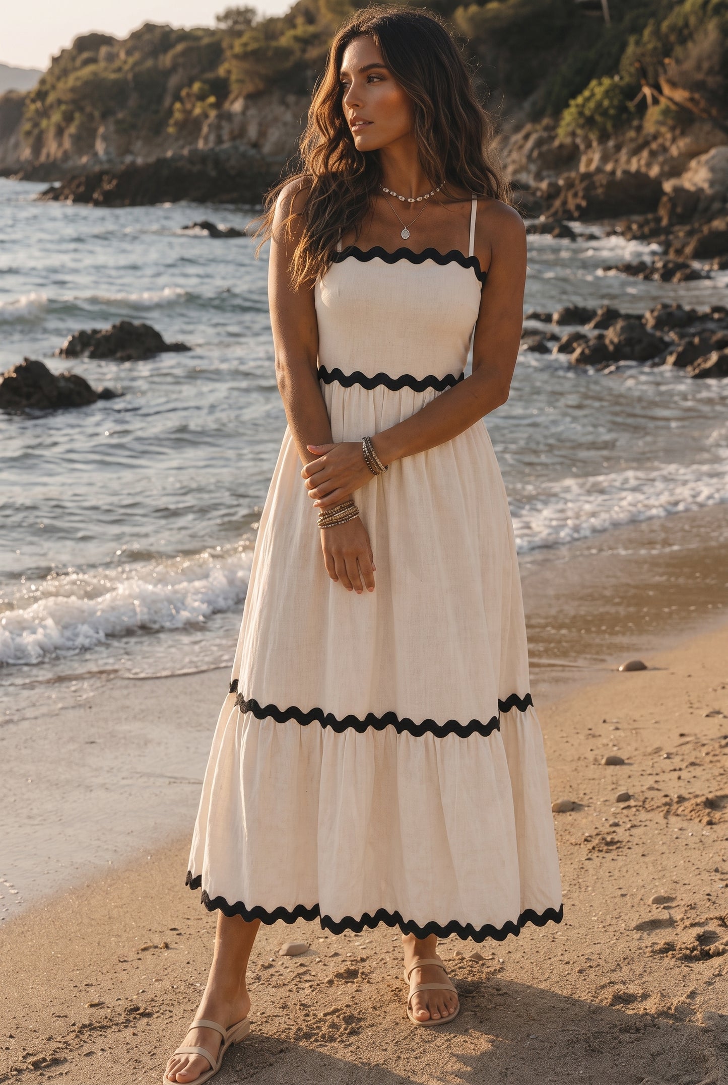Coastal Culture Rickrack Tiered Maxi Dress-Cute-Trendy-Shop-Womens-Boutique-Clothing-Store