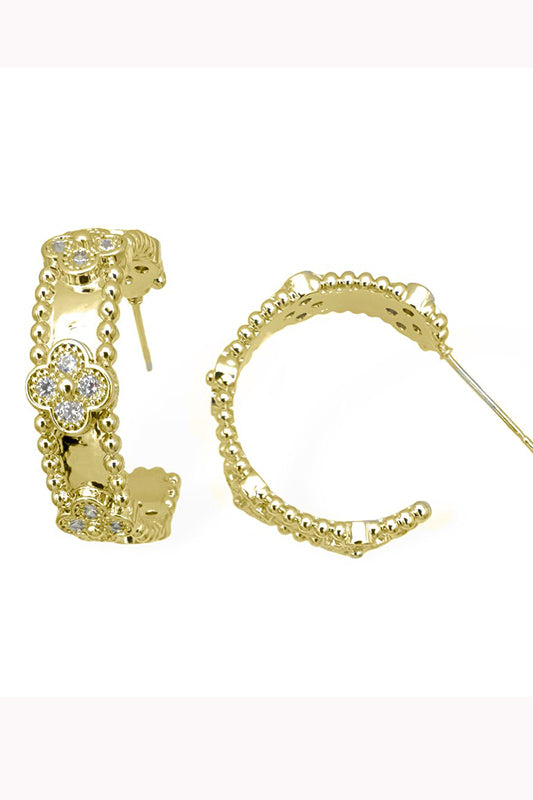 Worth The Wait Gold CZ Clover Earrings-[option4]-[option5]-Cute-Trendy-Shop-Womens-Boutique-Clothing-Store