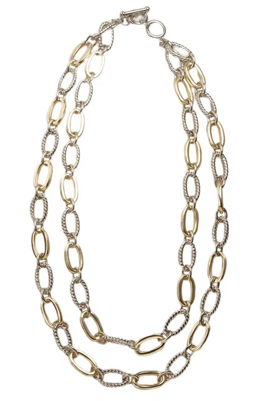 Chain Of Love Two Tone Necklace-[option4]-[option5]-Cute-Trendy-Shop-Womens-Boutique-Clothing-Store