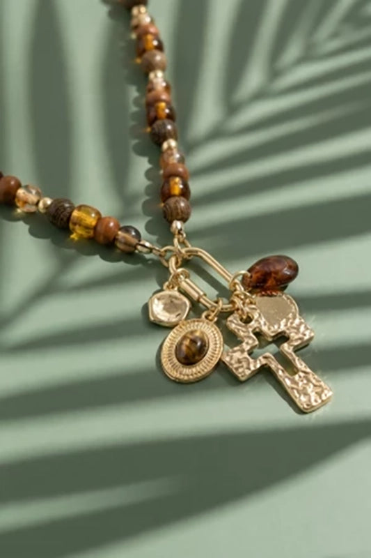 Faith & Flare Wood Bead Cross Charm Necklace-Cute-Trendy-Shop-Womens-Boutique-Clothing-Store