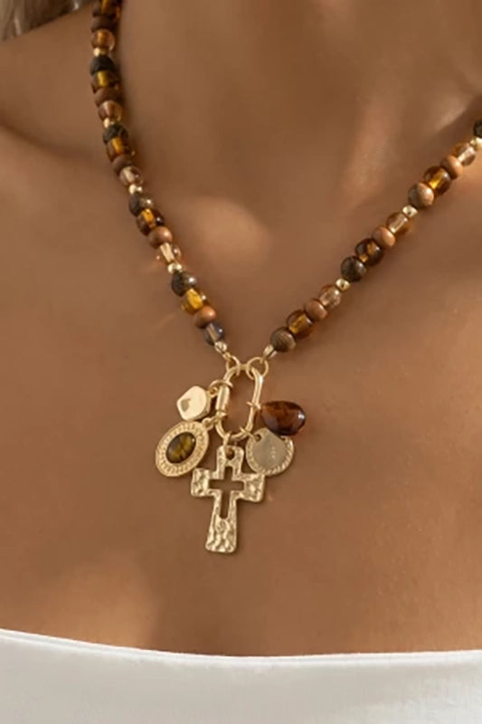 Faith & Flare Wood Bead Cross Charm Necklace-Cute-Trendy-Shop-Womens-Boutique-Clothing-Store
