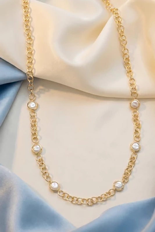 Pearl-fectly Classic Long Coin Pearl Link Chain Necklace-Cute-Trendy-Shop-Womens-Boutique-Clothing-Store