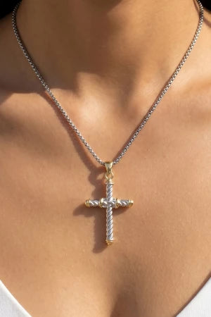 Twisted Cross Pendant Necklace-Cute-Trendy-Shop-Womens-Boutique-Clothing-Store