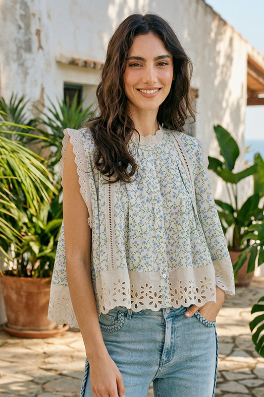 Perfect Pairing Floral Button Top-Light Blue-SMALL-Cute-Trendy-Shop-Womens-Boutique-Clothing-Store