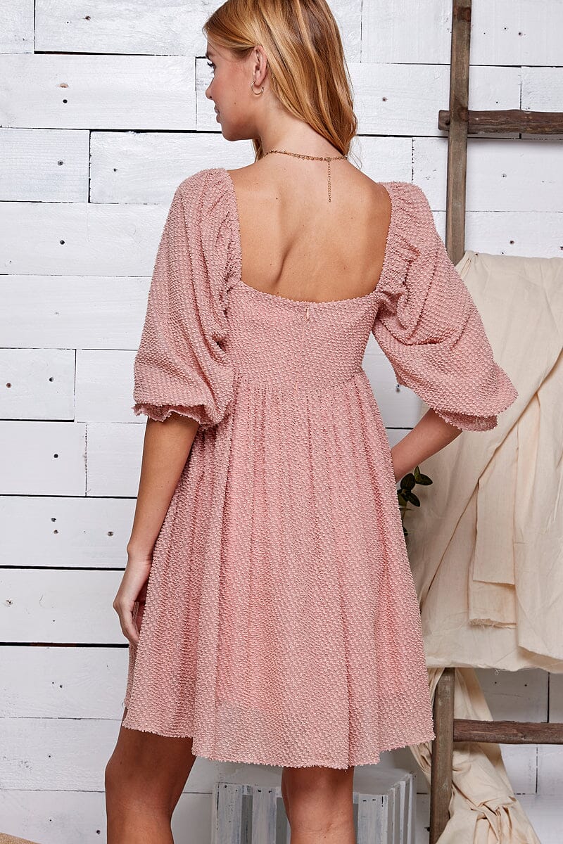 The Scarlett Swiss Dot Mini Dress Pink-Cute-Trendy-Shop-Womens-Boutique-Clothing-Store