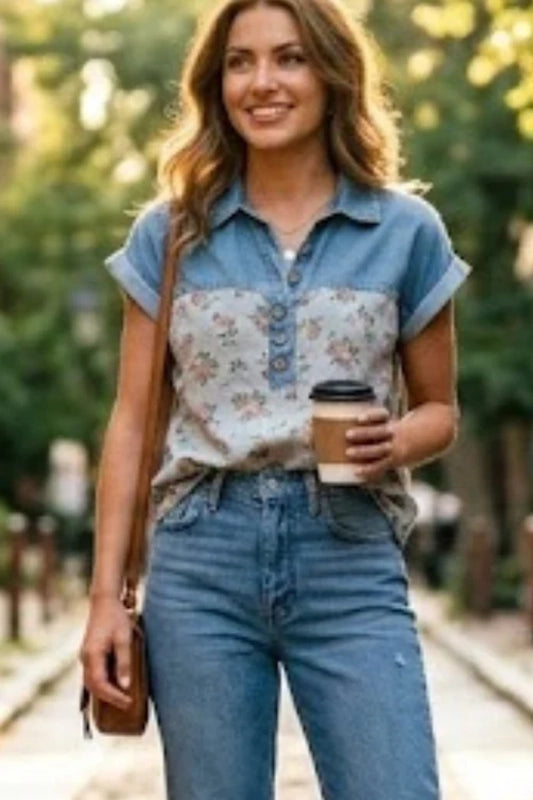 Flirty Floral Denim Top