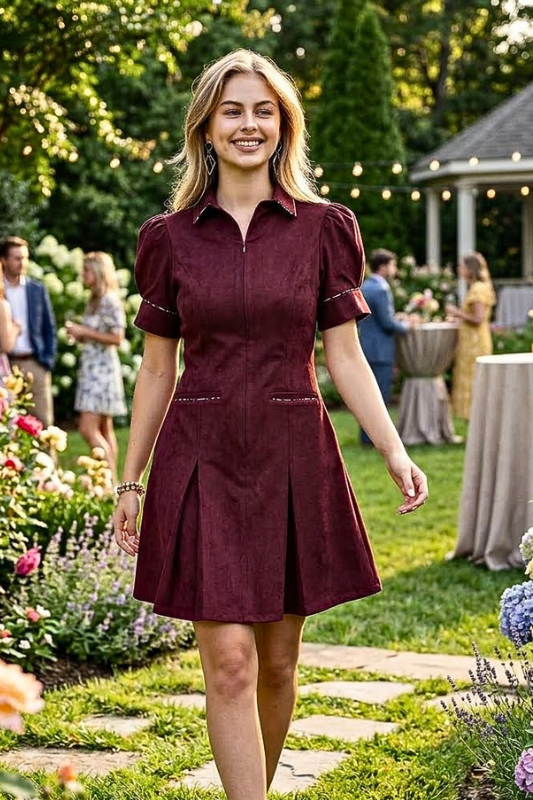 Wild & Refined Faux Suede Pleated Dress-Cute-Trendy-Shop-Womens-Boutique-Clothing-Store
