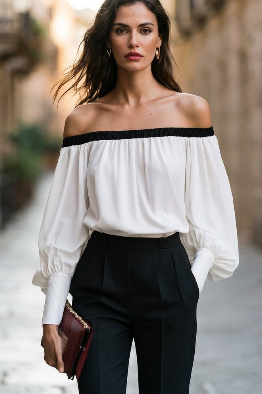Midnight Chic Off-the-Shoulder Blouse-White-SMALL-Cute-Trendy-Shop-Womens-Boutique-Clothing-Store