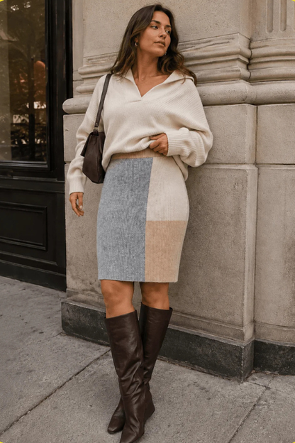 Uptown Colorblock Ribbed Knit Skirt-SMALL-Cute-Trendy-Shop-Womens-Boutique-Clothing-Store