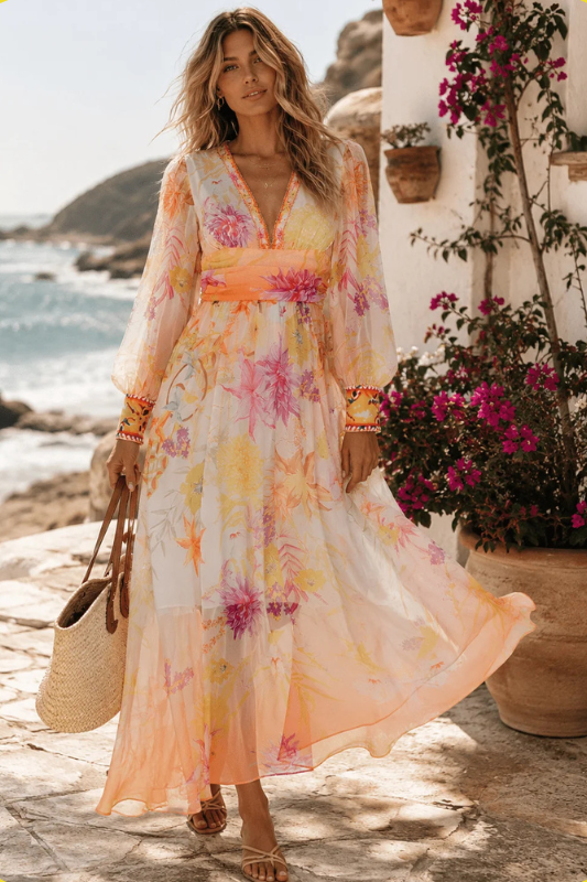 Tuscan Sun Floral Dress-SMALL-Cute-Trendy-Shop-Womens-Boutique-Clothing-Store