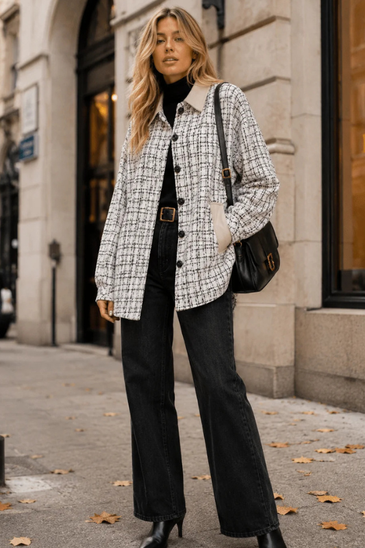 Uptown Classic Tweed Shirt Jacket-SMALL-Cute-Trendy-Shop-Womens-Boutique-Clothing-Store