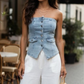 Oh La La Strapless Denim Top-[option4]-[option5]-Cute-Trendy-Shop-Womens-Boutique-Clothing-Store