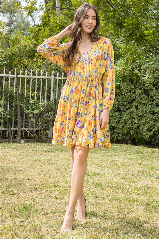Right For The Day Yellow Floral Dress-Cute-Trendy-Shop-Womens-Boutique-Clothing-Store