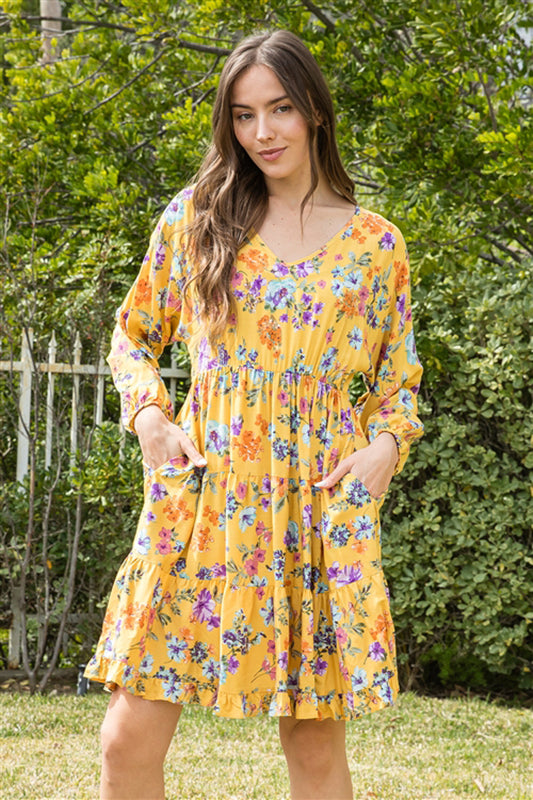 Right For The Day Yellow Floral Dress-Cute-Trendy-Shop-Womens-Boutique-Clothing-Store