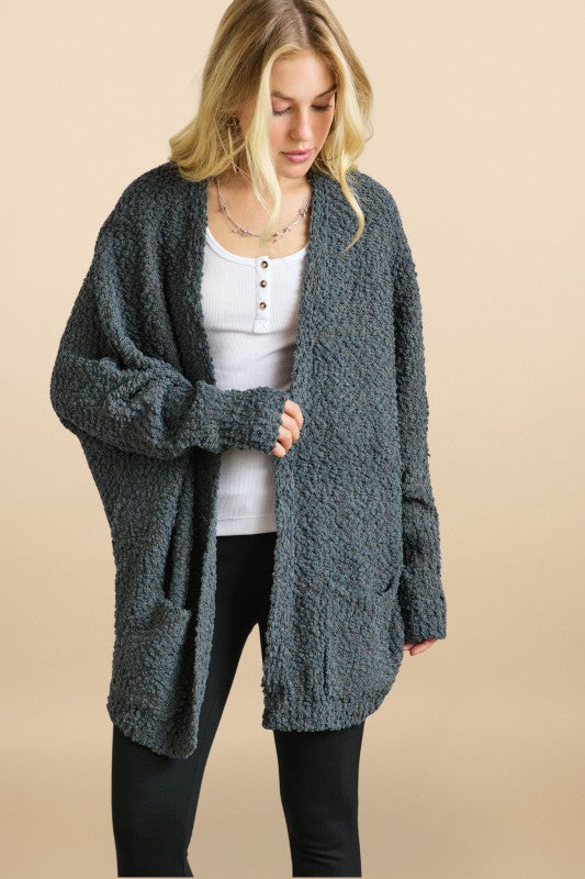 Cuddle With Me Olive Grey Popcorn Cardigan-[option4]-[option5]-Cute-Trendy-Shop-Womens-Boutique-Clothing-Store