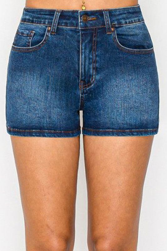 Kick It Up Dark Blue Denim Shorts-[option4]-[option5]-Cute-Trendy-Shop-Womens-Boutique-Clothing-Store