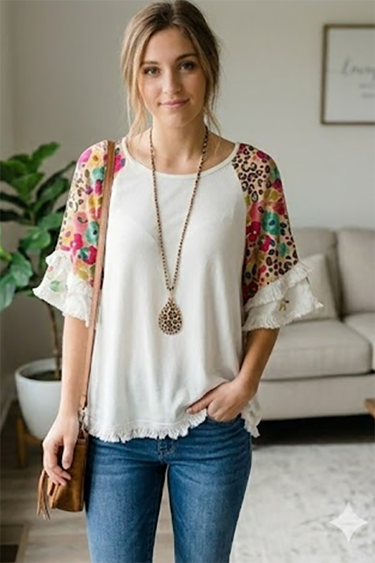 Floral Frill Top