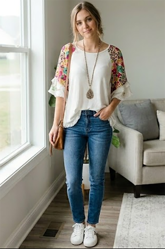 Floral Frill Top