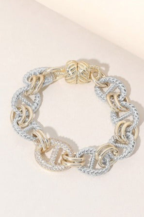 Two-Tone Marina Link Statement Bracelet-Cute-Trendy-Shop-Womens-Boutique-Clothing-Store