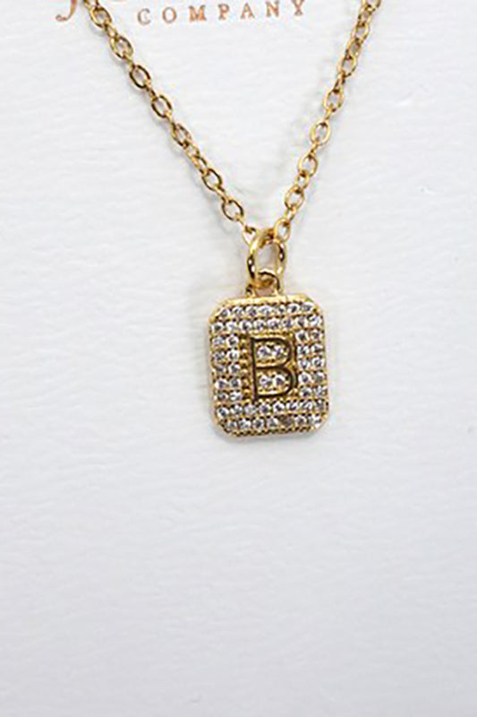 Rhinestone Initial Necklace Gold Limited Letters-B-Cute-Trendy-Shop-Womens-Boutique-Clothing-Store