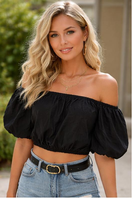 Shine Bright Off Shoulder Crop Top