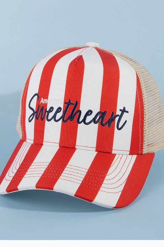 America's Sweetheart Red Striped Cap-Cute-Trendy-Shop-Womens-Boutique-Clothing-Store