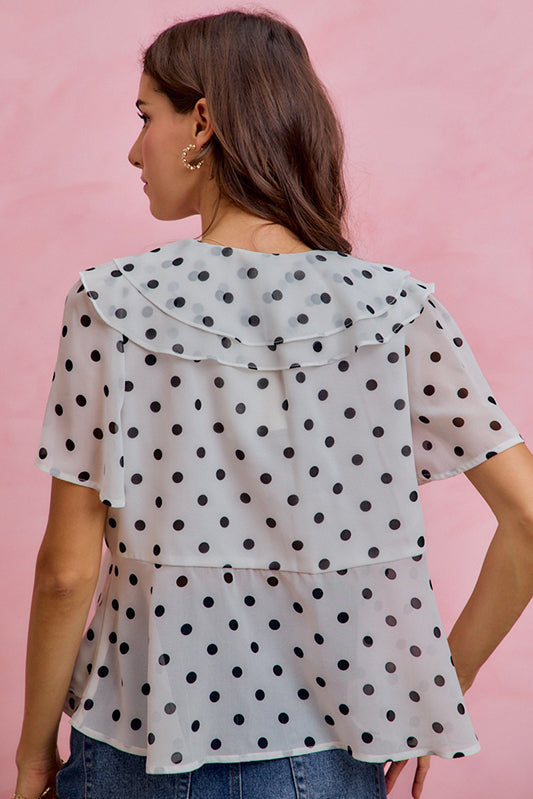 Dotted Elegance Polka Dot Ruffle Top-Cute-Trendy-Shop-Womens-Boutique-Clothing-Store