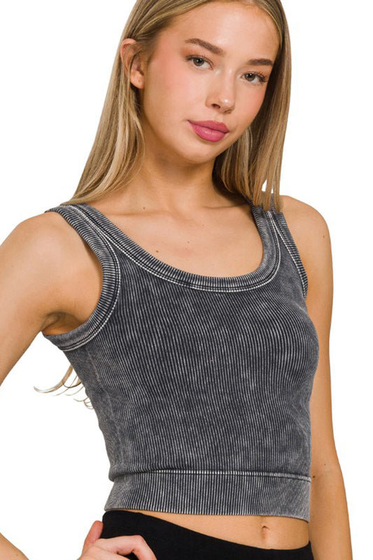Summer Heat Scoop Neck Crop Tank-Charcoal-SMALL/MEDIUM-Cute-Trendy-Shop-Womens-Boutique-Clothing-Store