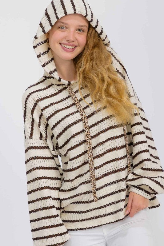 Time For Fun Brown Stripe Hoodie-[option4]-[option5]-Cute-Trendy-Shop-Womens-Boutique-Clothing-Store
