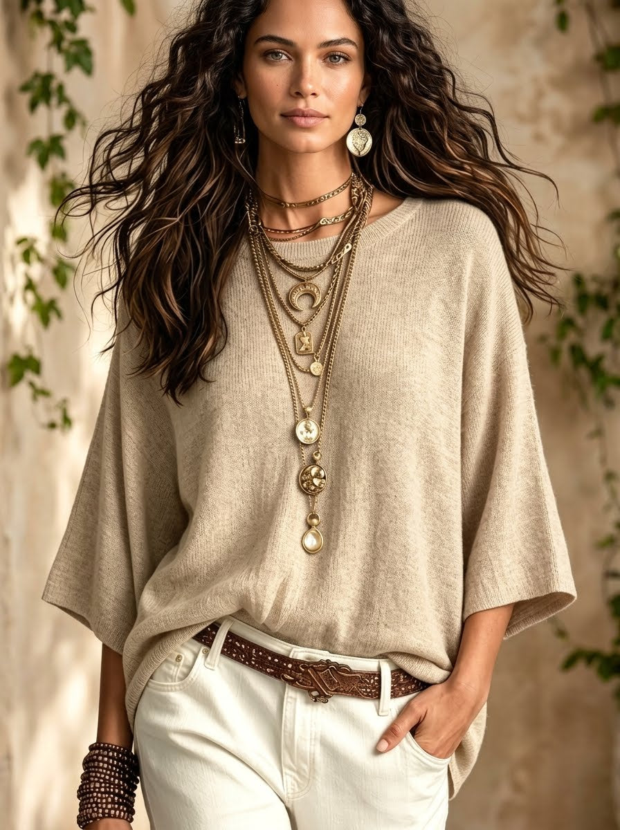 Heathered Fog Crewneck Knit-Khaki Brown-SMALL-Cute-Trendy-Shop-Womens-Boutique-Clothing-Store
