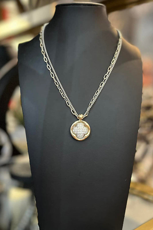 You're So Fancy Double Chain Quatrafoil-[option4]-[option5]-Cute-Trendy-Shop-Womens-Boutique-Clothing-Store