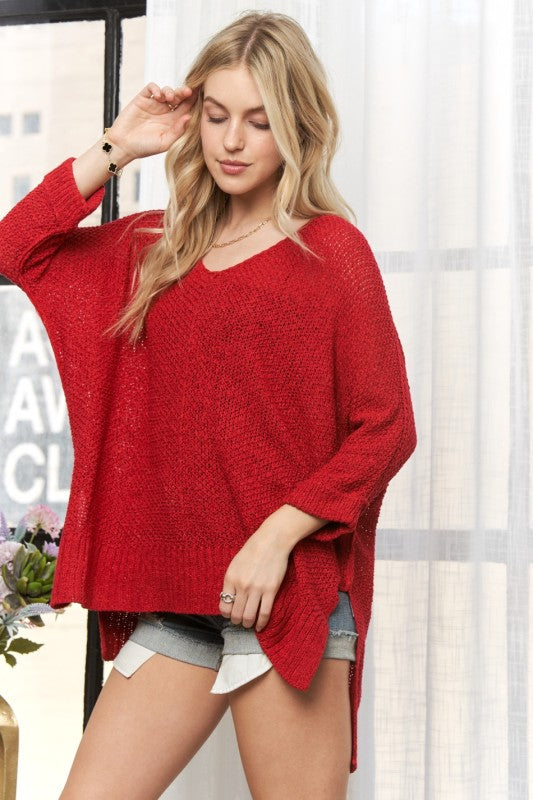 Can't Beat It Red Basic V Neck Sweater-[option4]-[option5]-Cute-Trendy-Shop-Womens-Boutique-Clothing-Store