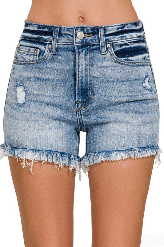 Going Fishing Distressed Shorts-SMALL-Medium Blue Denim-[option4]-[option5]-Cute-Trendy-Shop-Womens-Boutique-Clothing-Store