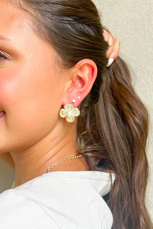 Blooming Gold Flower Studs-Cute-Trendy-Shop-Womens-Boutique-Clothing-Store