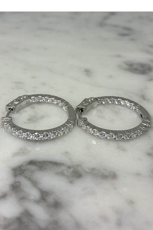 Sparkling CZ Silver Click Hoops-Cute-Trendy-Shop-Womens-Boutique-Clothing-Store