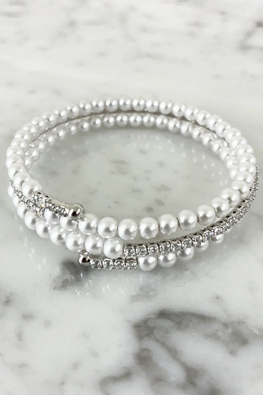 Romantic Glamour CZ and Pearl Wrap Bracelet-Cute-Trendy-Shop-Womens-Boutique-Clothing-Store