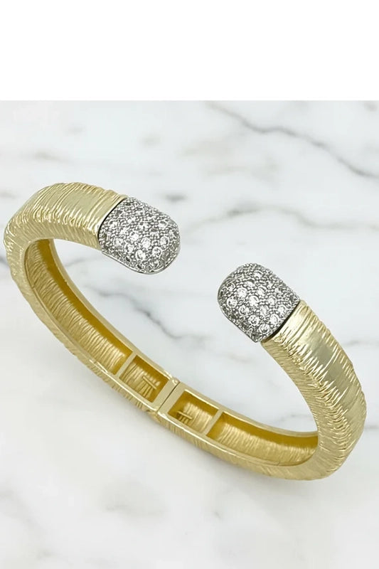 Luxe Brushed Gold Pavé Hinge Bangle-Cute-Trendy-Shop-Womens-Boutique-Clothing-Store