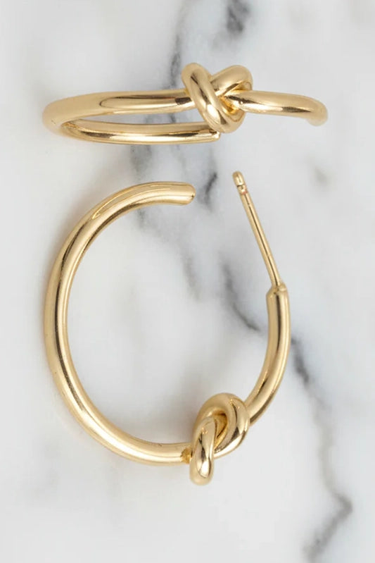 Modern Minimalism Gold Hoop Earrings with Knot-Cute-Trendy-Shop-Womens-Boutique-Clothing-Store