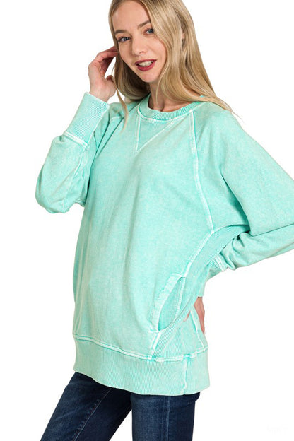 Feel The Comfort French Terry Pullover-Mint-SMALL-[option4]-[option5]-Cute-Trendy-Shop-Womens-Boutique-Clothing-Store