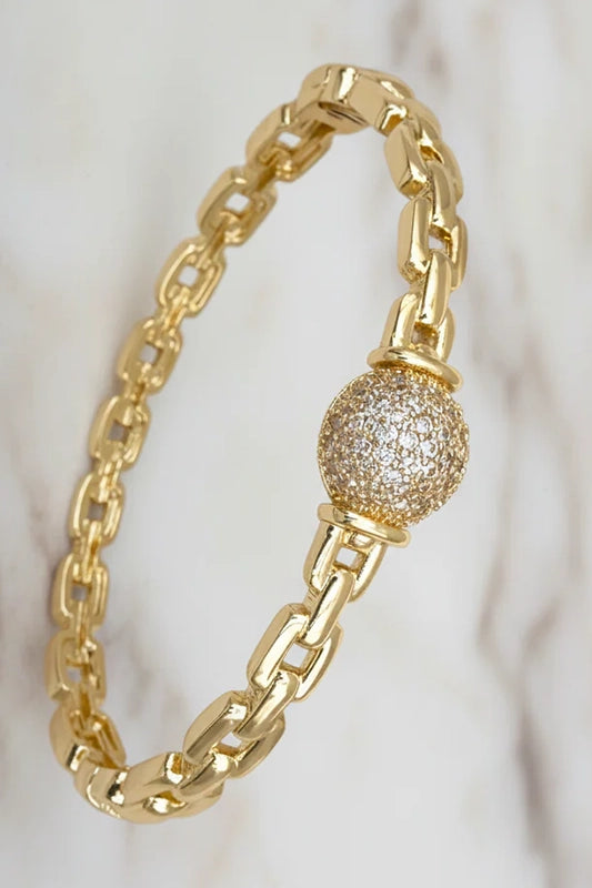 Shimmering Sophistication Gold CZ Ball Bangle-Cute-Trendy-Shop-Womens-Boutique-Clothing-Store
