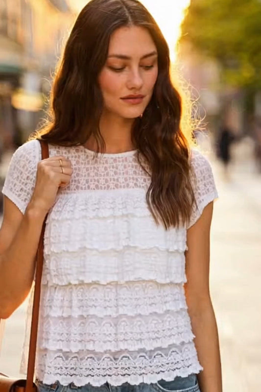 Make A Difference Tiered Lace Top