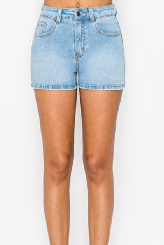 Kick It Up Light Denim Shorts-Cute-Trendy-Shop-Womens-Boutique-Clothing-Store