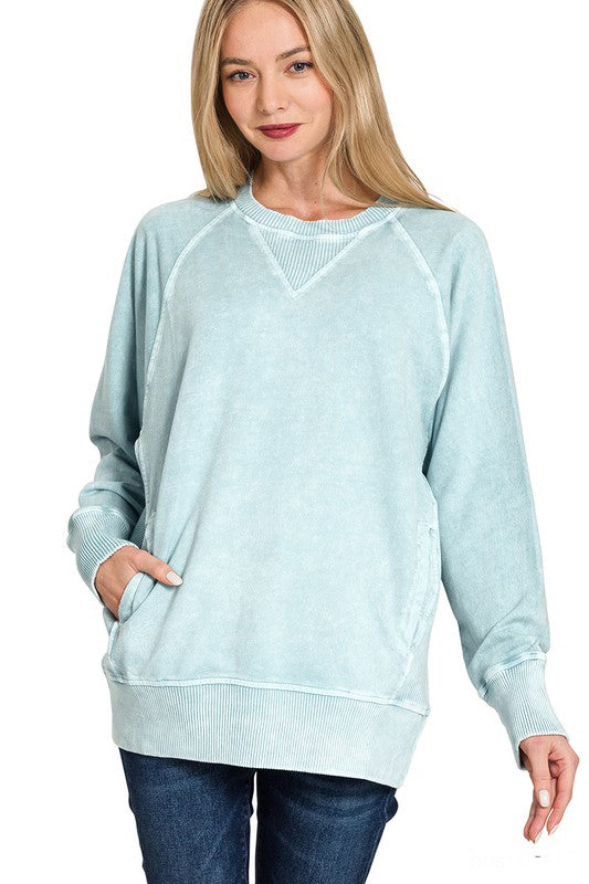 Feel The Comfort French Terry Pullover-Lt. Teal-SMALL-[option4]-[option5]-Cute-Trendy-Shop-Womens-Boutique-Clothing-Store