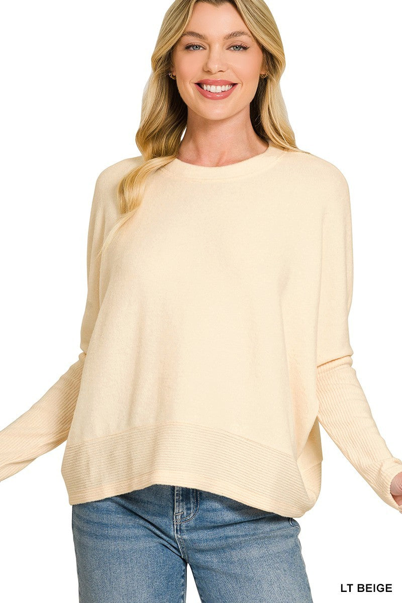 CloudKnit Cozy Melange Top-Beige-SMALL/MEDIUM-Cute-Trendy-Shop-Womens-Boutique-Clothing-Store