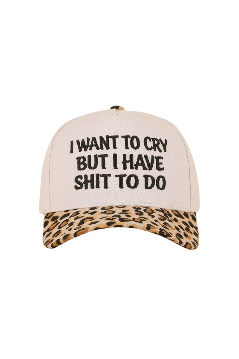 I Want To Cry But I Have S**T To Do Ball Cap-Leopard-[option4]-[option5]-Cute-Trendy-Shop-Womens-Boutique-Clothing-Store