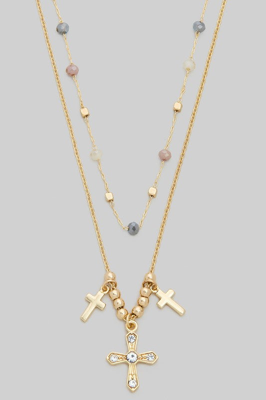 Triple Cross Gold Necklace-[option4]-[option5]-Cute-Trendy-Shop-Womens-Boutique-Clothing-Store