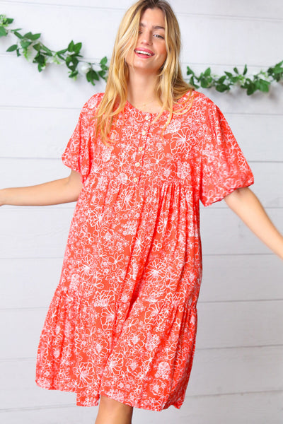Coral Floral Button Down Midi Dress *online exclusive-[option4]-[option5]-Cute-Trendy-Shop-Womens-Boutique-Clothing-Store