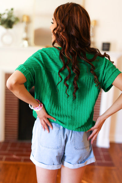 Be Your Best Green Cable Knit Dolman Short Sleeve Sweater Top *online exclusive-[option4]-[option5]-Cute-Trendy-Shop-Womens-Boutique-Clothing-Store
